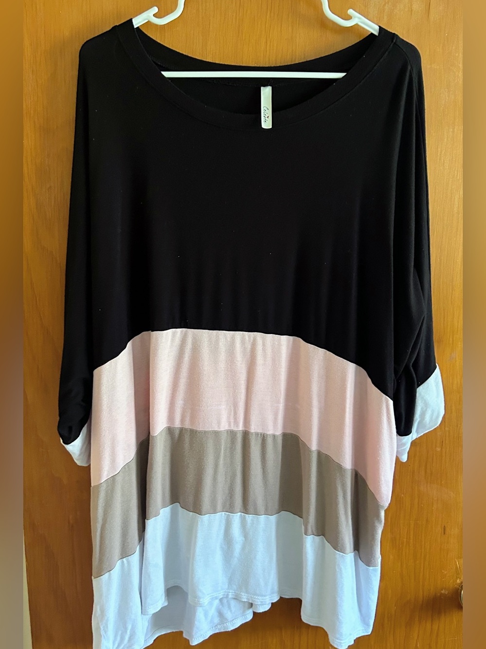 Colorblock Dolman Sleeve Top - Black, Pink, Taupe, White